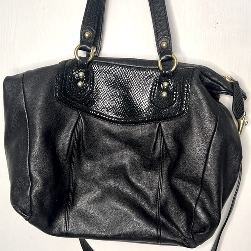 Coach Ashley Black Python Leather Satchel Purse - Picture 8 of 14